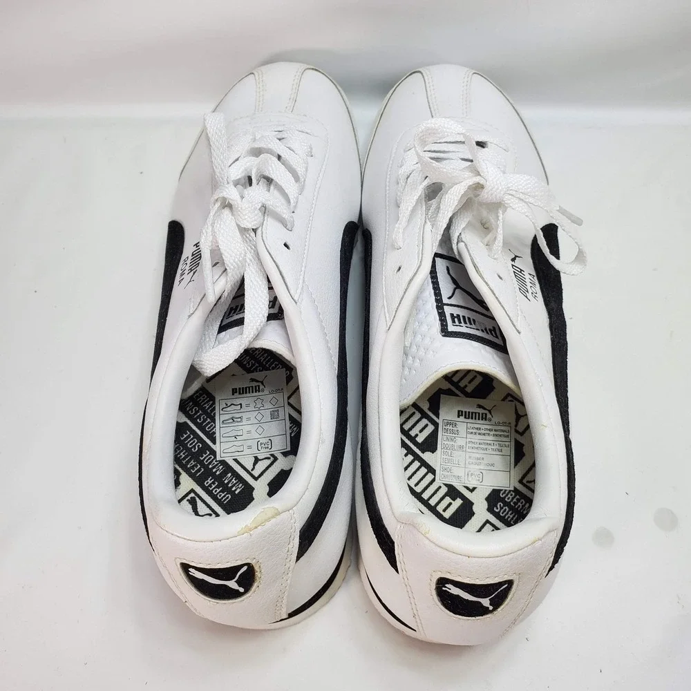Vintage Puma Roma Leather‎ Sneakers Y2K Hype Style Womans Size 9 White Black